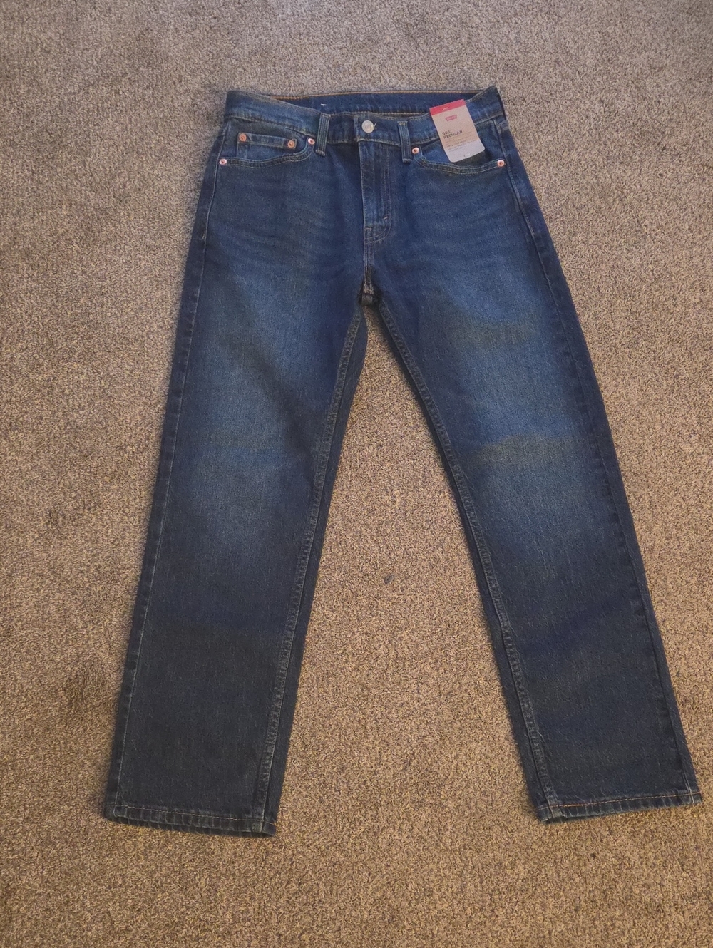 Levi Mens 505 Regular Straight Dark Wash Jeans Size 30x29 NWT - Picture 2 of 7